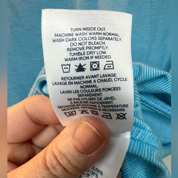 Lands End Blue Yellow Thin Stripes Long Sleeve Tunic Women’s Medium 10 12‎ Soft - Picture 7 of 7